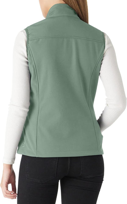 Women'S Lightweight Softshell Vest Windproof Fleece Lined Zip up Sleeveless Jacket for Running Hiking Golf